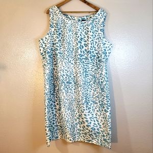 Dana Kay Teal Animal Print Sleeveless Shift Dress